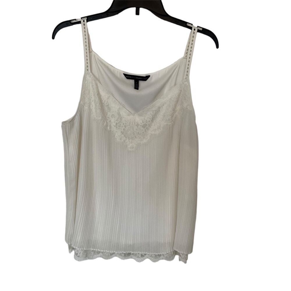 White House Black Market ecru tank top/ camisole with lace